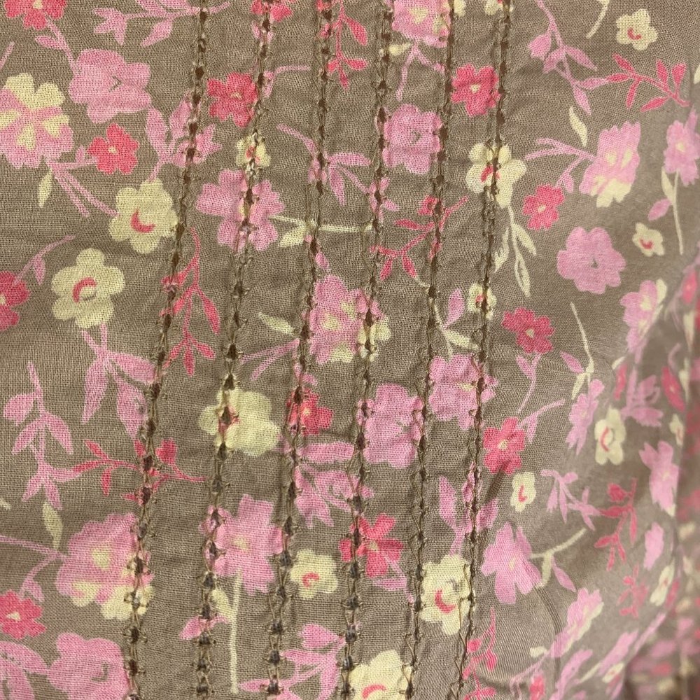 Two Hearts Maternity Large Button Front Blouse Pink Floral 3/4 Sleeves - Picture 6 of 7